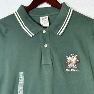 Vtg 90s Looney Tunes Polo Shirt Taz‎ Mr Fix-It Warner Bros Studio Store XL